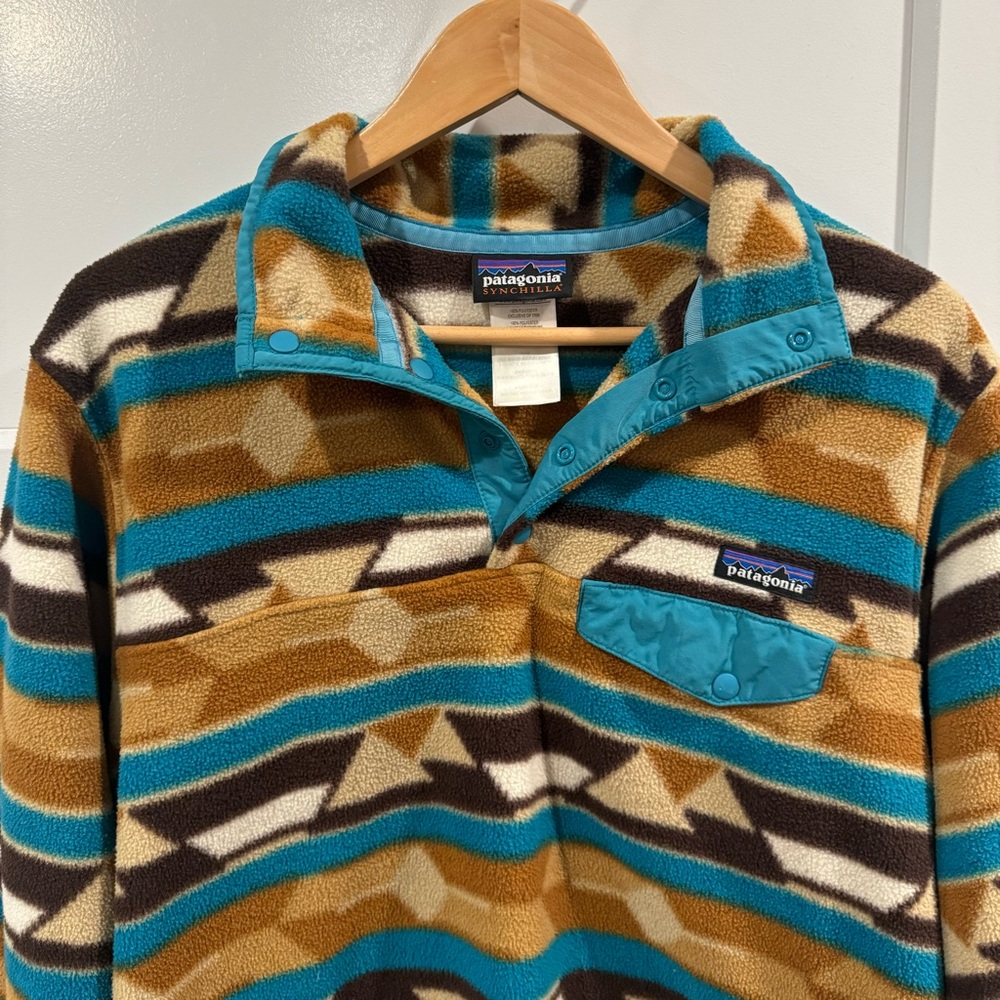 NWOT PATAGONIA Synchilla Aztec Print Pullover Fleece Jacket Snap T Size Medium - Picture 4 of 9